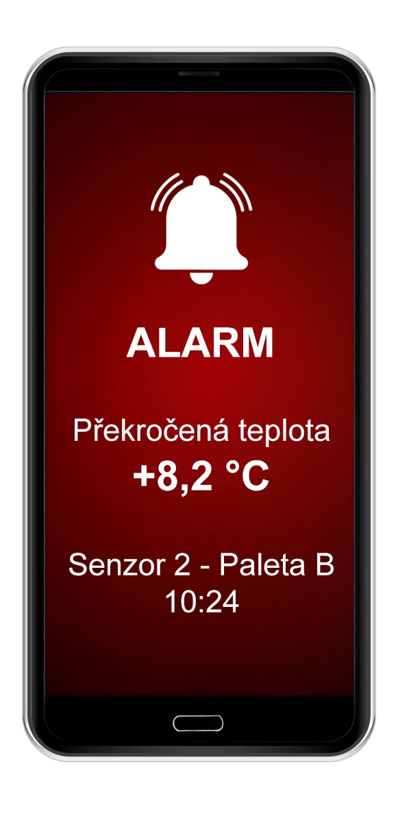 Upozornění na mobilu při překročení teploty